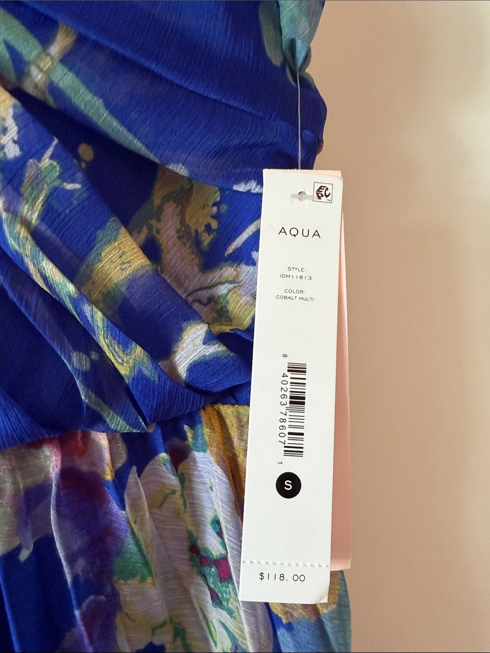 Aqua Blue Floral Spaghetti-Strap Maxi Dress - Picture 2 of 5
